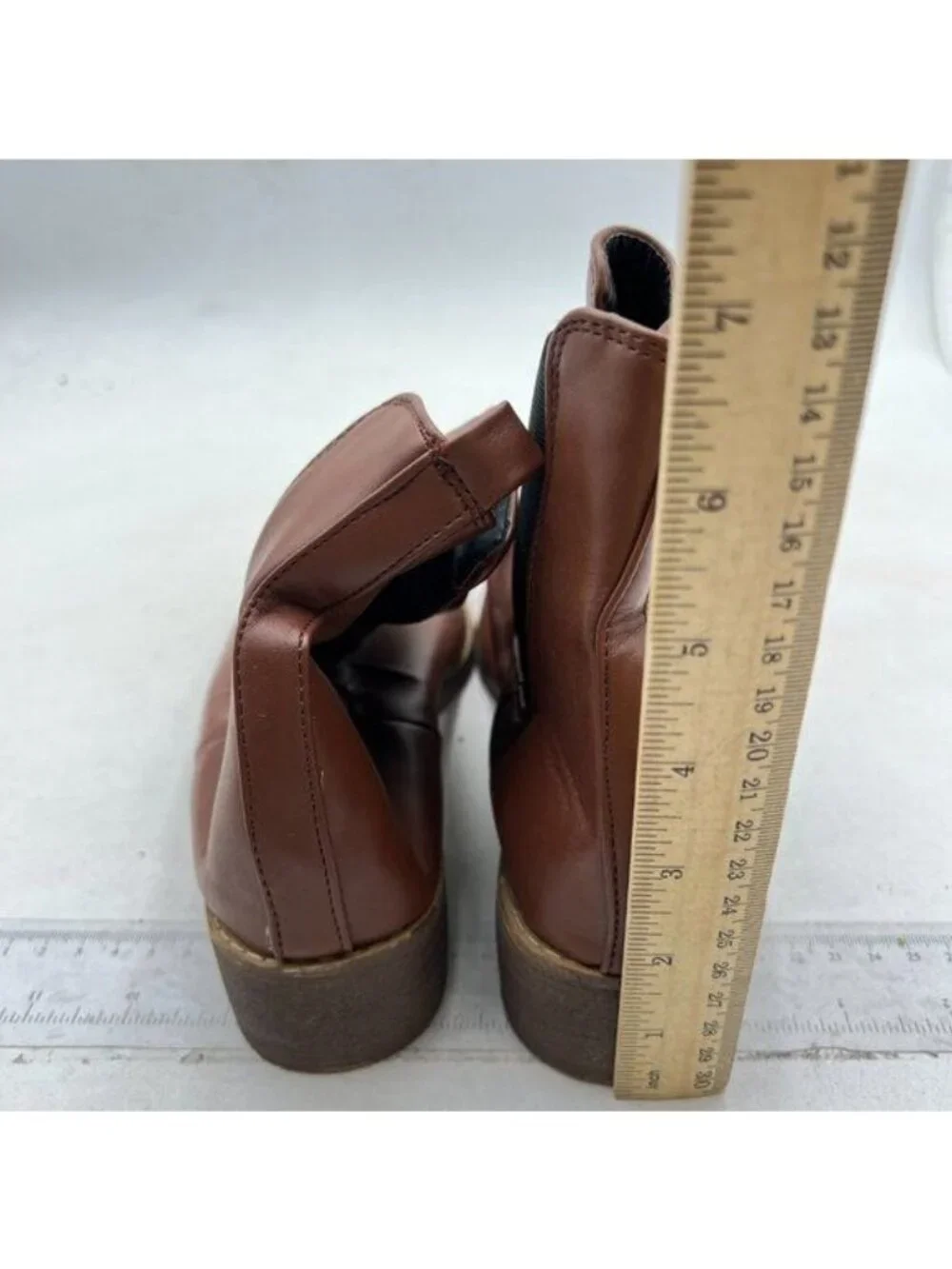 Women's Low Heel Ankle Boots Fashion Slip On Elastic Fall Booties Shoes Brown